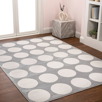 Adrian Modern Geometric Circle Dot High-Low Area Rug
